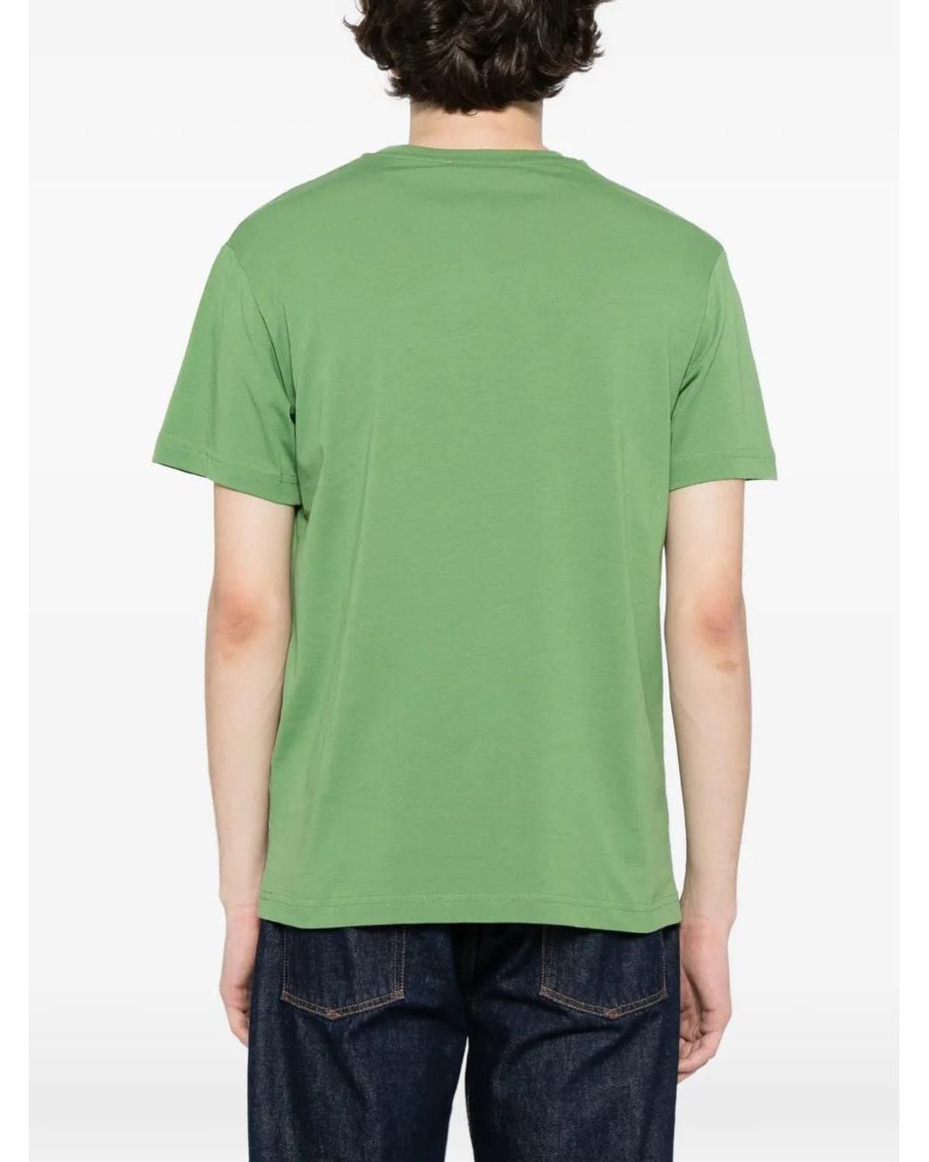 Roberto Cavalli Green Graphic-Print Cotton T-Shirt for men