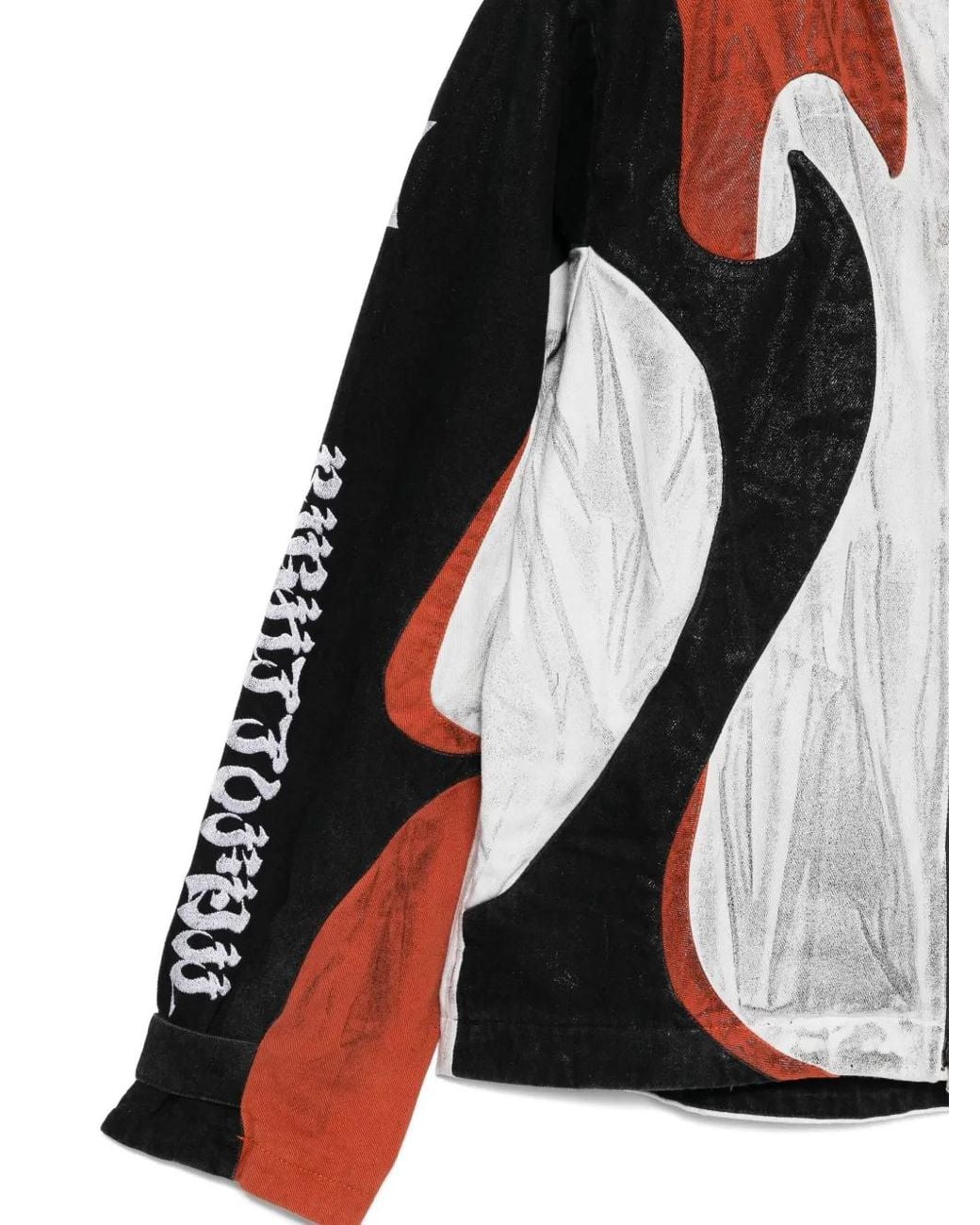Kusikohc Black Flame-Print Windbreaker Jacket for men