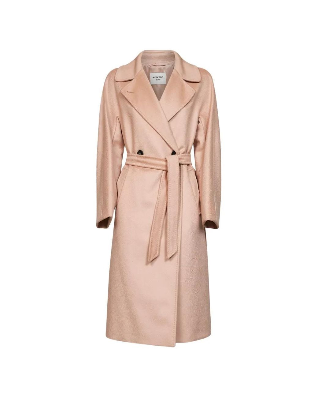 Weekend by Maxmara Pink Double-Breasted Belted Coat