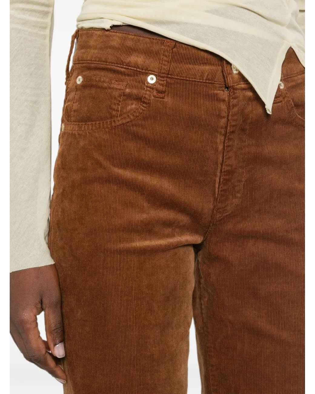 7 For All Mankind Brown Corduroy Straight-Leg Trousers