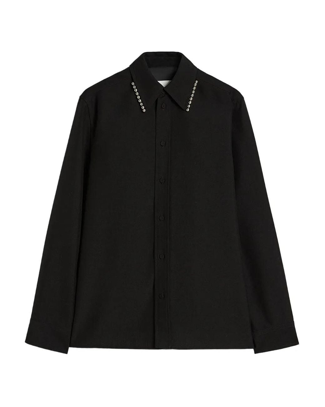 Jil Sander Black Beaded-Collar Shirt for men