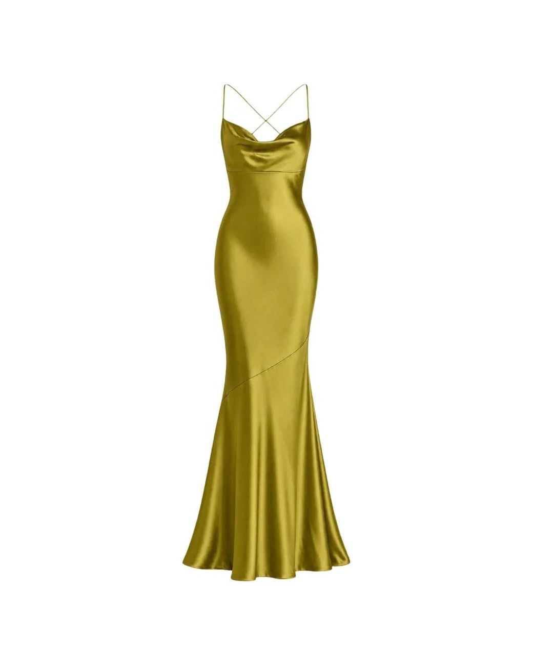retroféte Green Lukka Cowl-Neck Maxi Dress