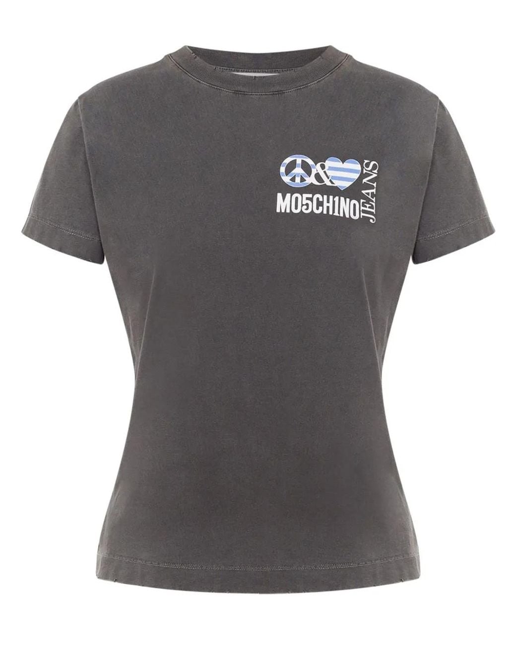Moschino Gray Logo-Print T-Shirt