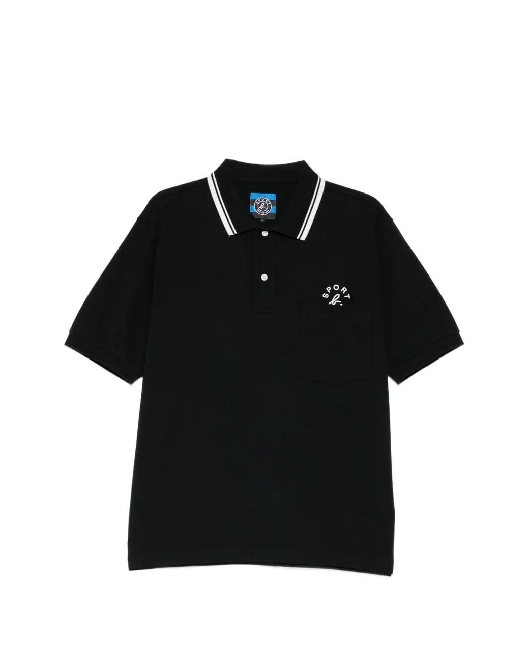 SPORT b. by agnès b. Black Logo-Embroidered Polo Shirt for men