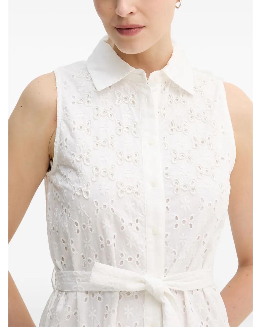 Lola Casademunt White Mini Broderie-Anglaise Tiered Dress