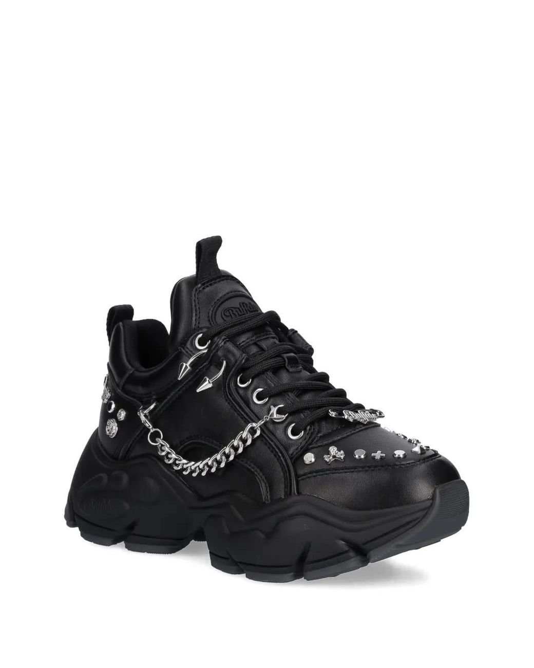 Buffalo Black Binary Punk Chain Studded Sneakers