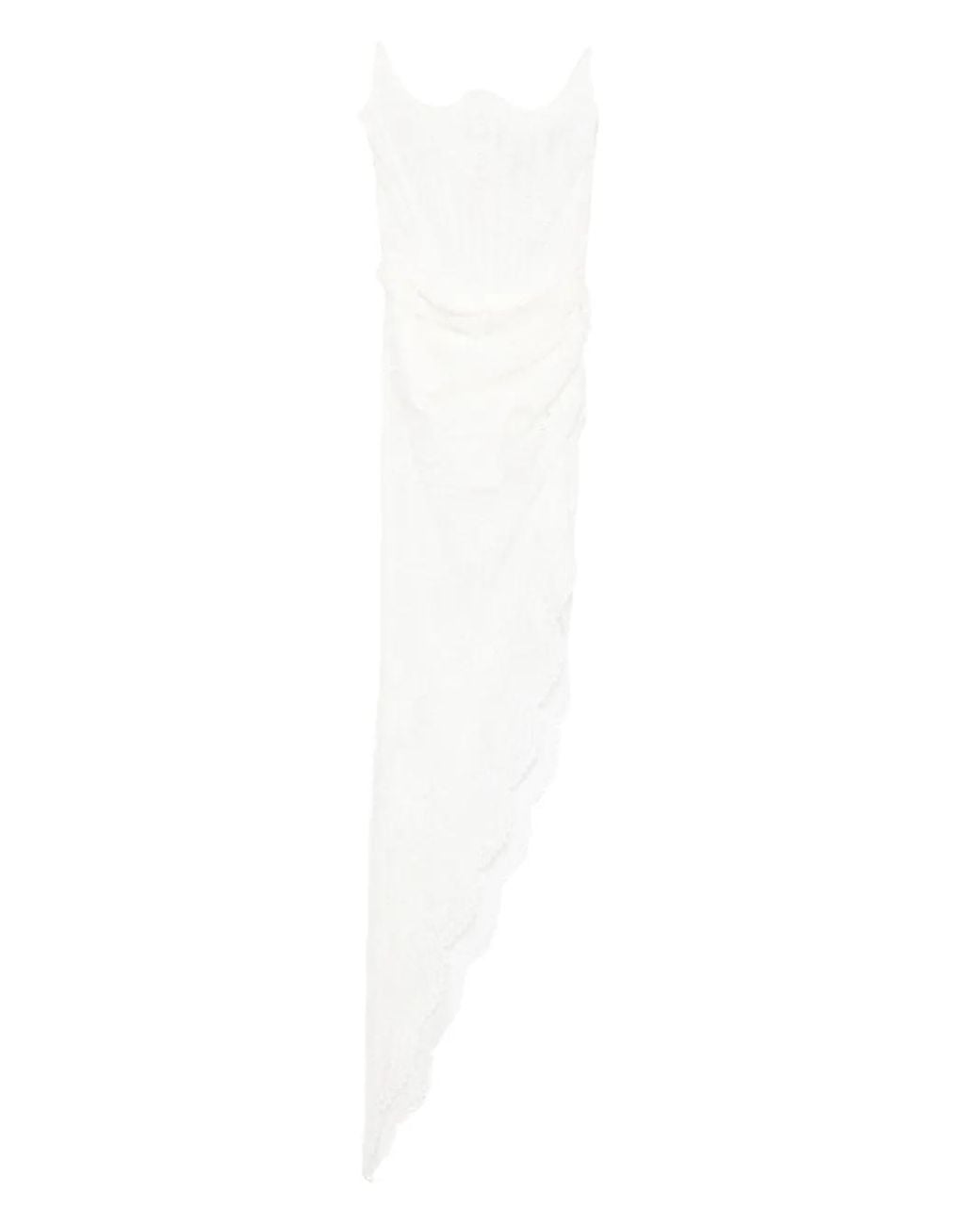 GIUSEPPE DI MORABITO White Laced Asymmetric Maxi Dress