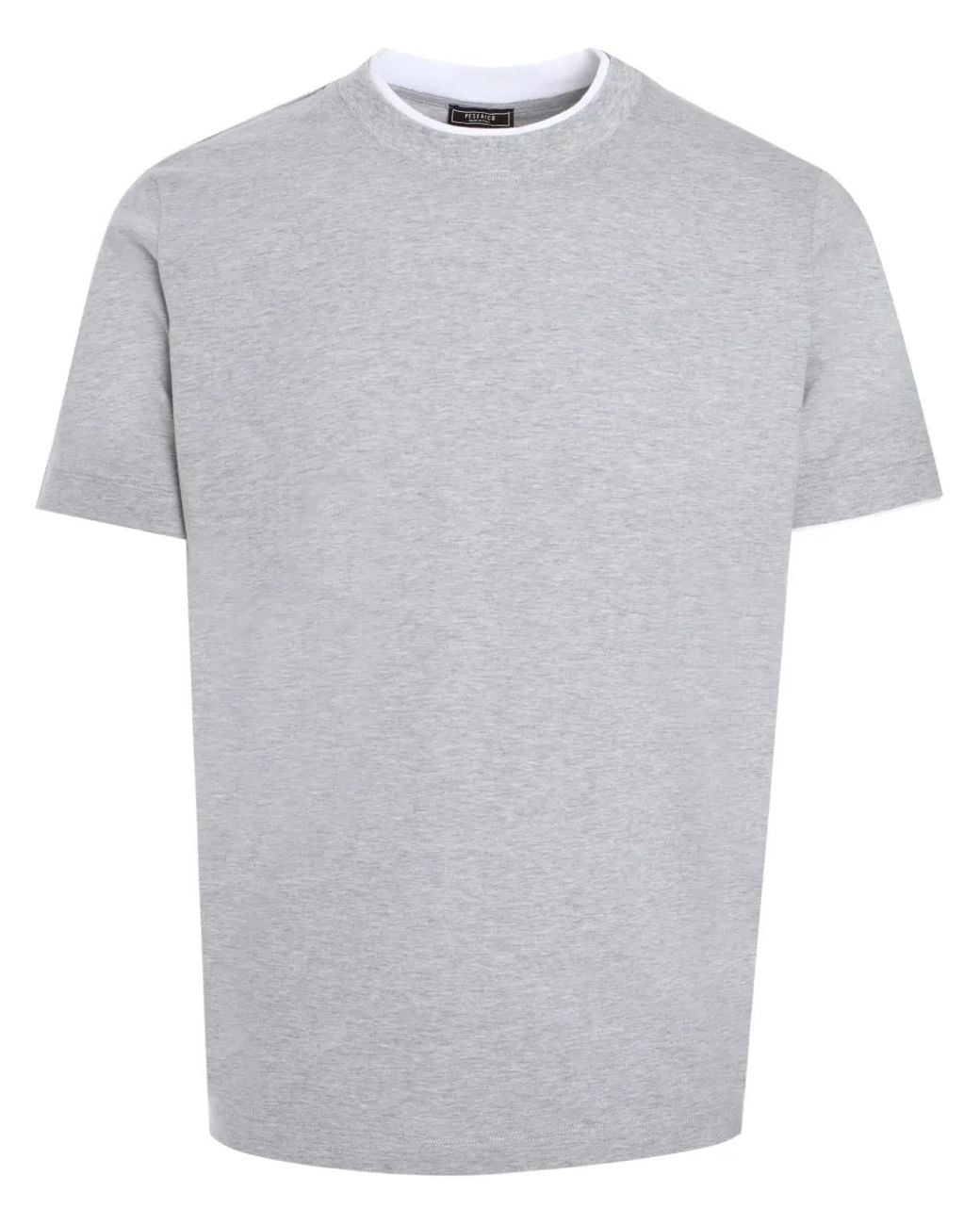Peserico Gray Logo-Print T-Shirt for men