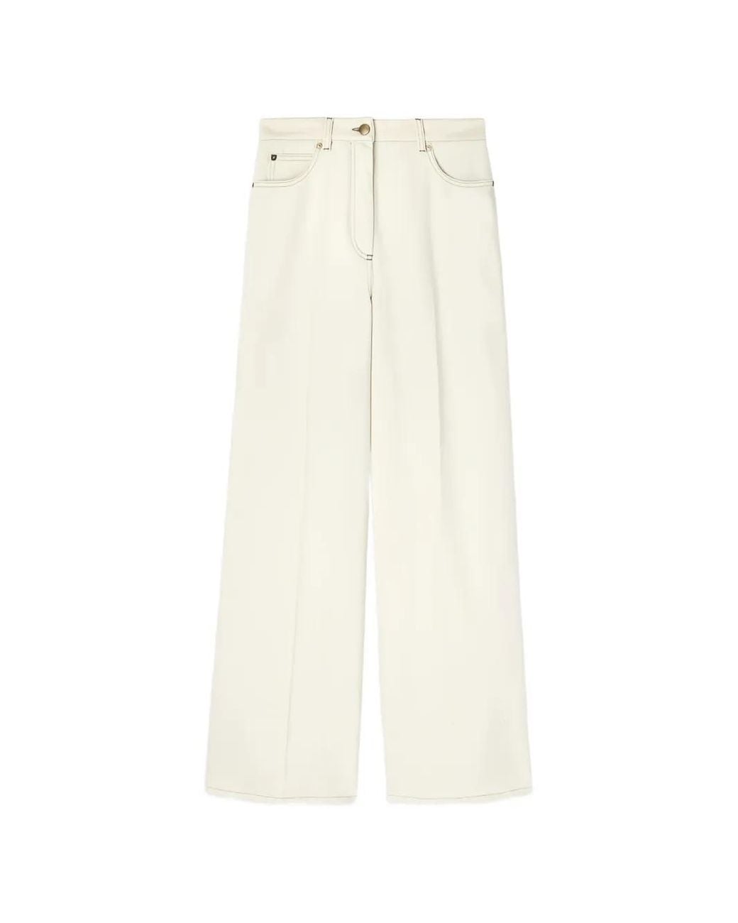 Agnona White Belt-Loop Wide-Leg Trousers