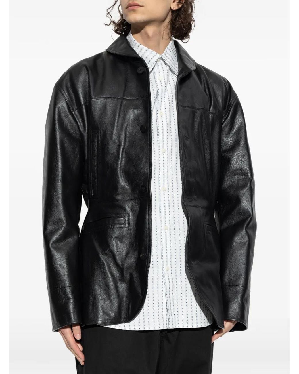 Jacquemus Black The Gardian Leather Button-Up Jacket for men