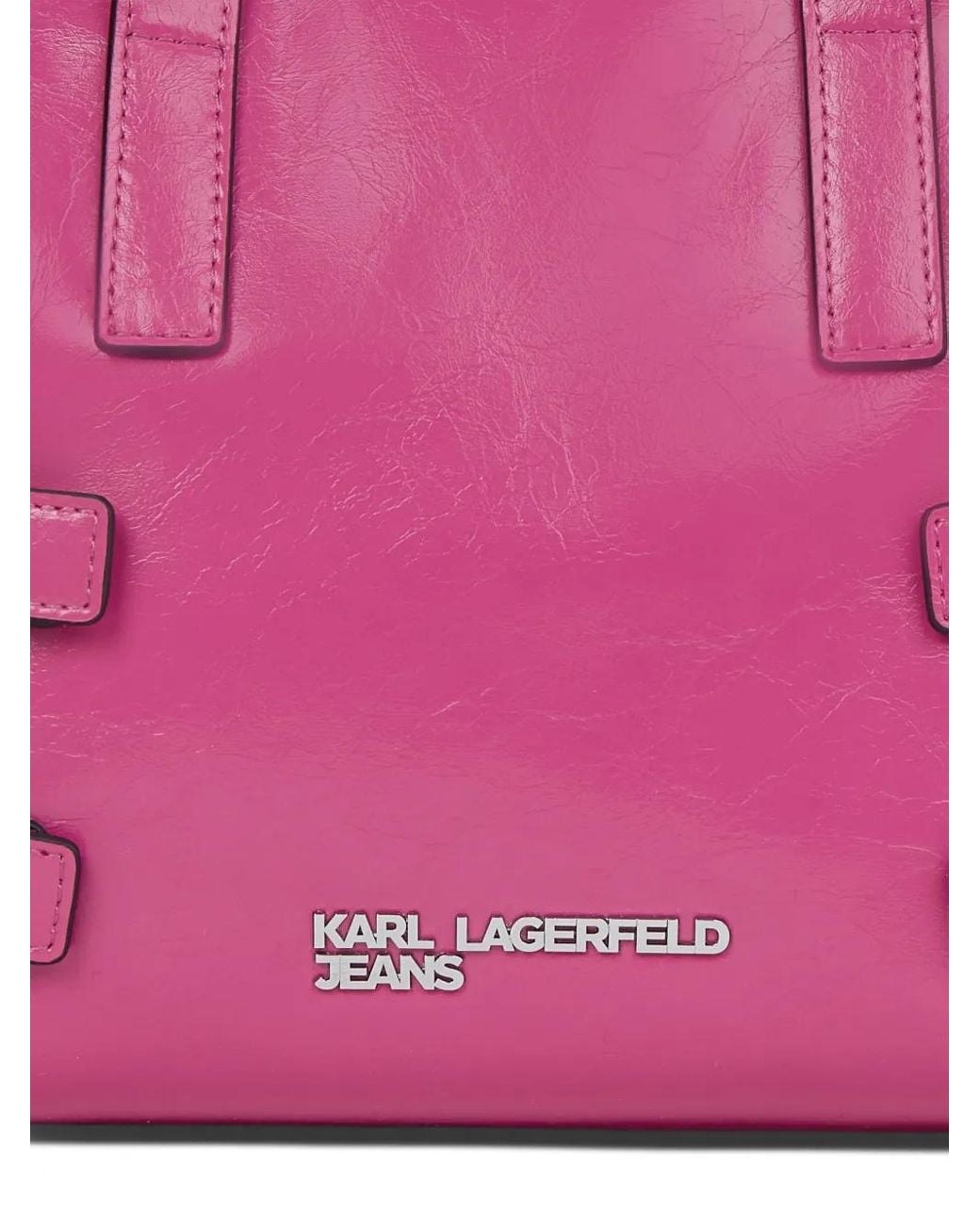 Karl Lagerfeld Pink Buckle Faux-Leather Bowling Bag