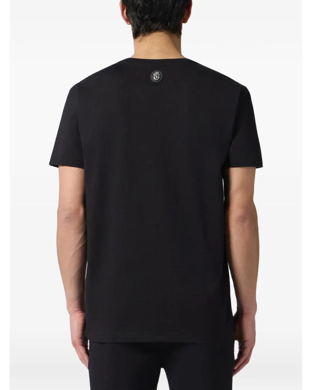 Billionaire Black Baroque Logo-Embroidery T-Shirt for men