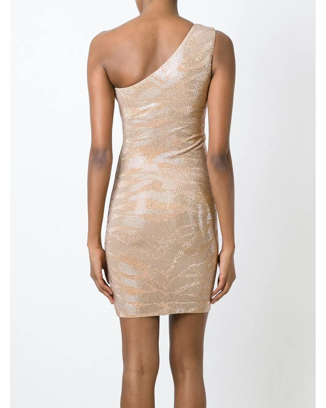 Balmain Natural Zebra Glitter One Shoulder Dress