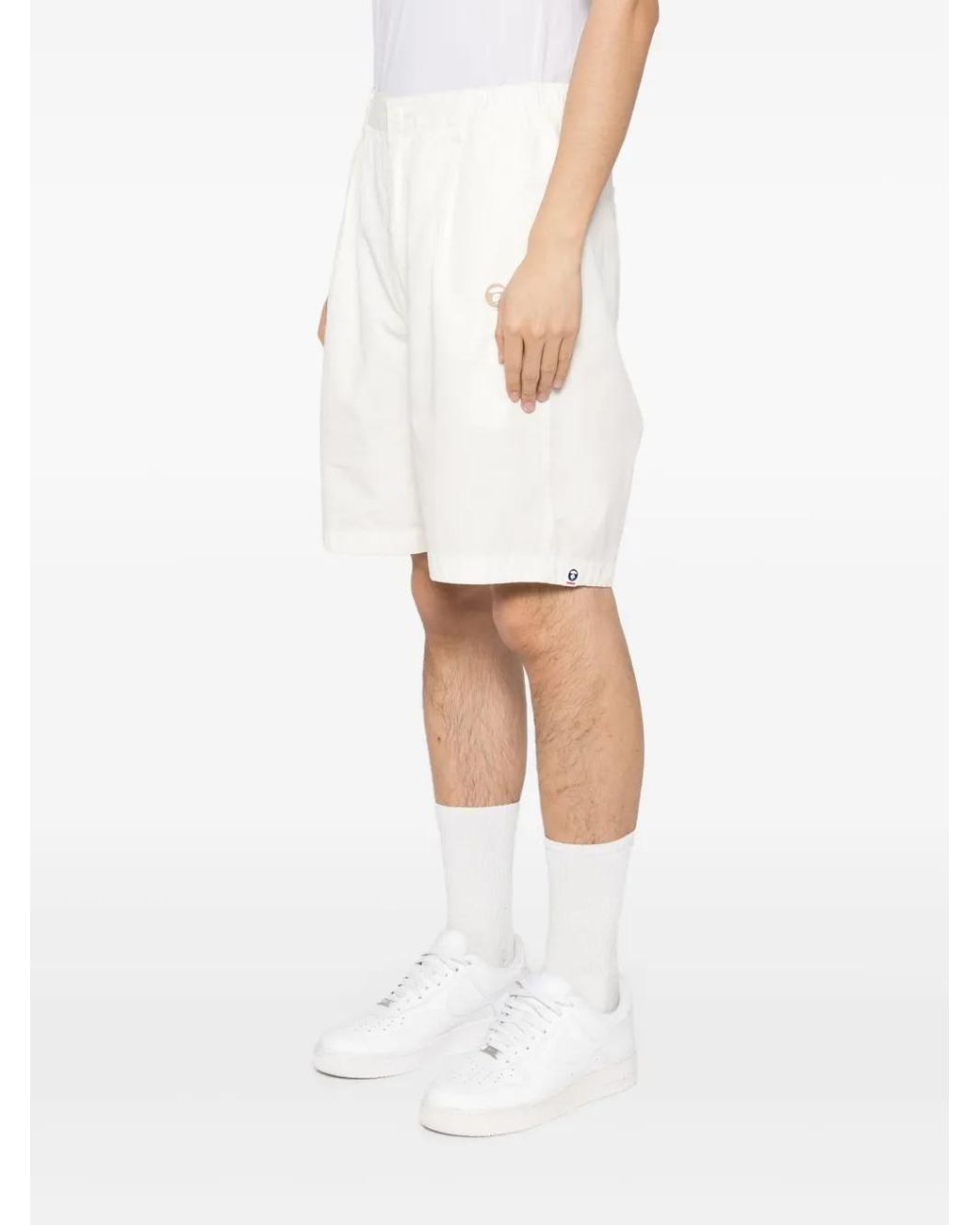 Aape By A Bathing Ape White Logo-Patch Shorts for men