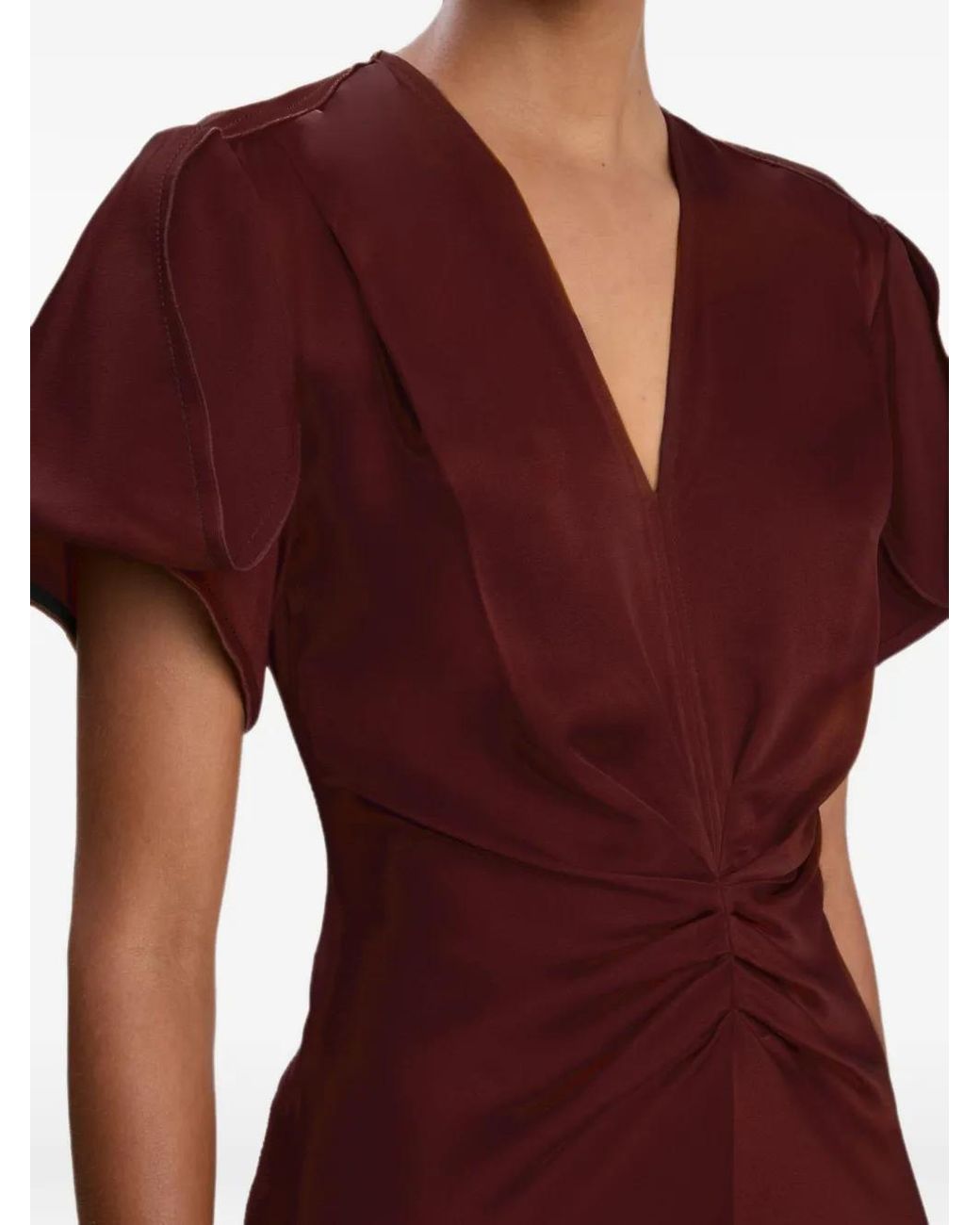 Victoria Beckham Red Eve Twist-Detail Midi Dress