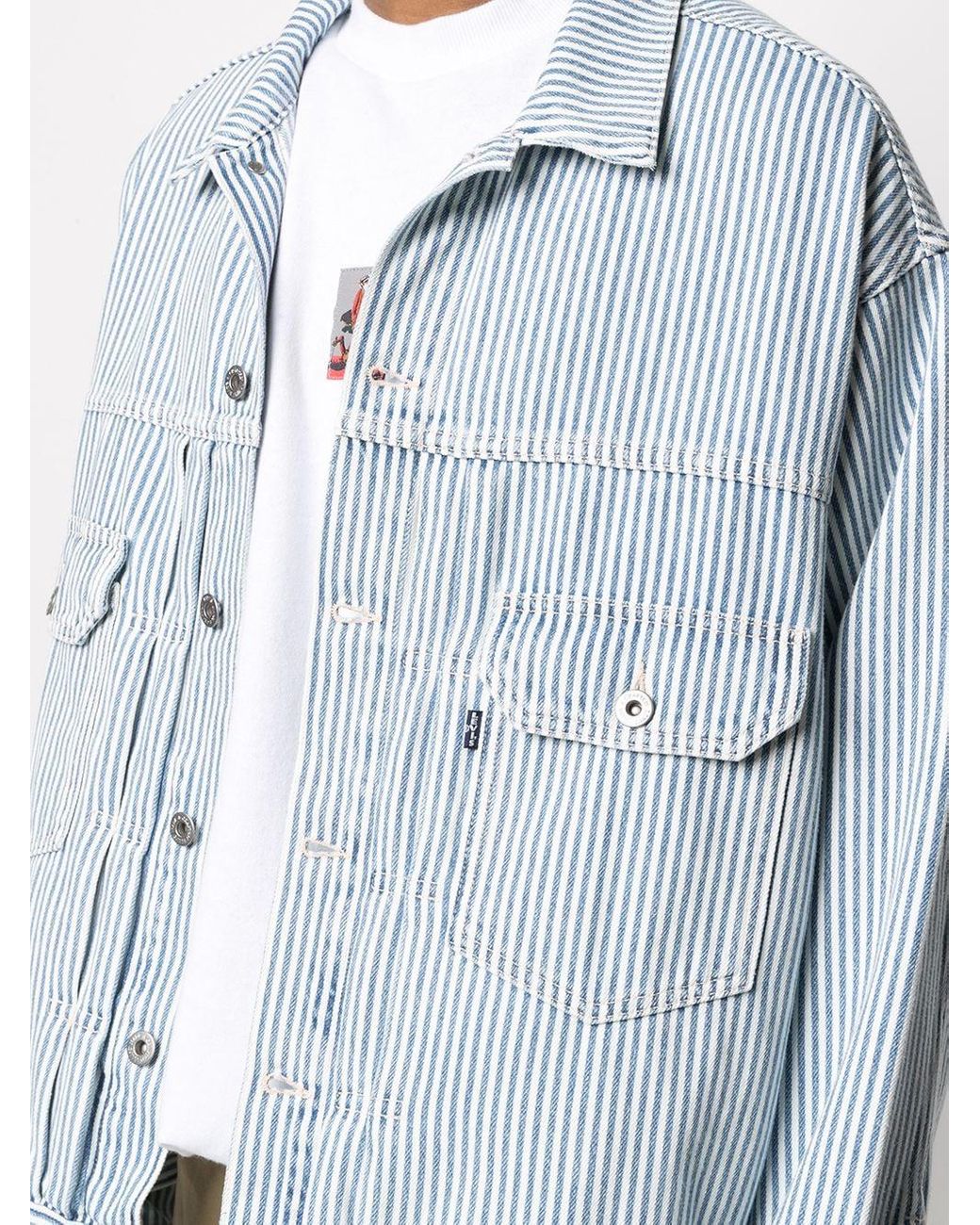 Levi's Striped Denim Jacket in Blue for Men | Lyst