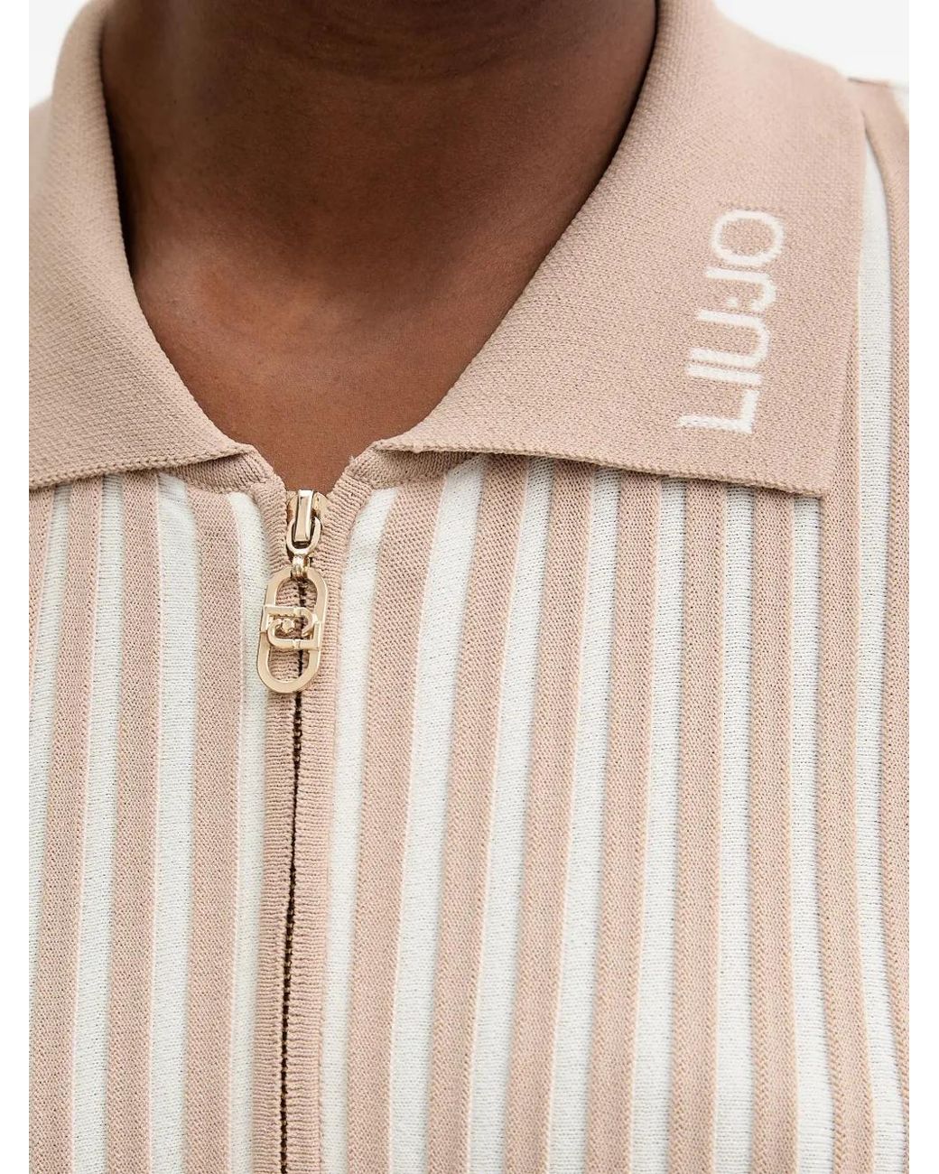 Liu Jo White Striped Polo Top