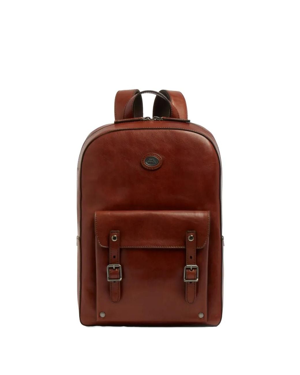 The Bridge Brown Buckle-Detail Leather Backpack for men