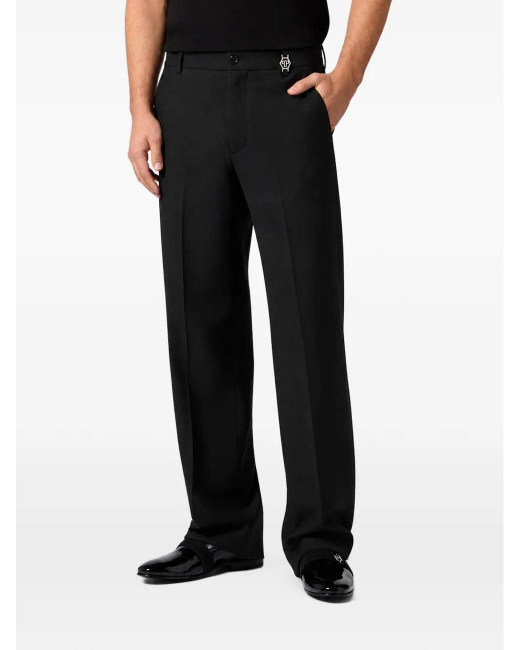 Philipp Plein Black Loose-Leg Trousers for men