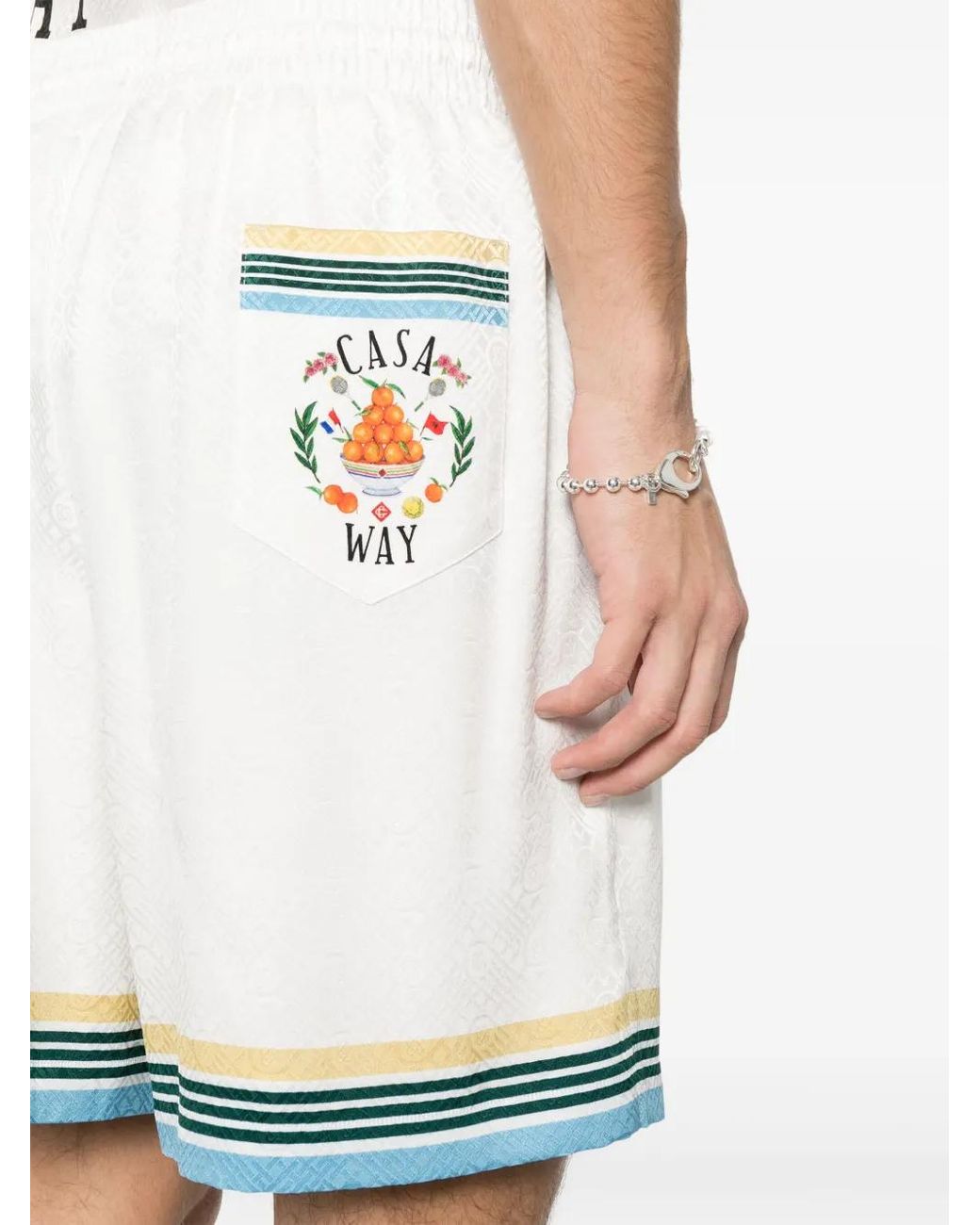Casablanca White Silk Shorts With Drawstrings for men
