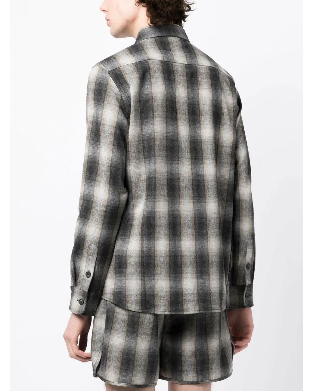 BLUE SKY INN Gray Check-Pattern Long-Sleeve Shirt for men