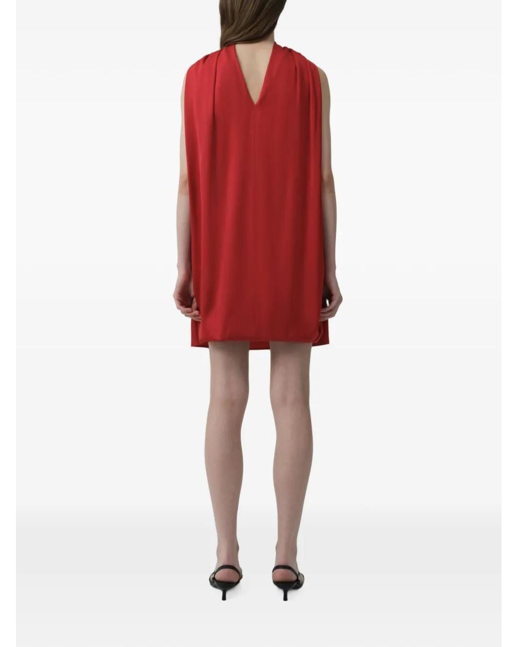 Jonathan Simkhai Red Toni Cape-Detail Mini Dress