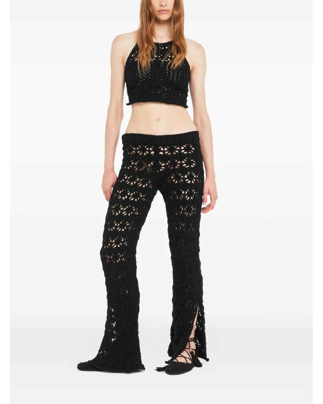 Alanui Black Lagoon Romance Crochet Trousers