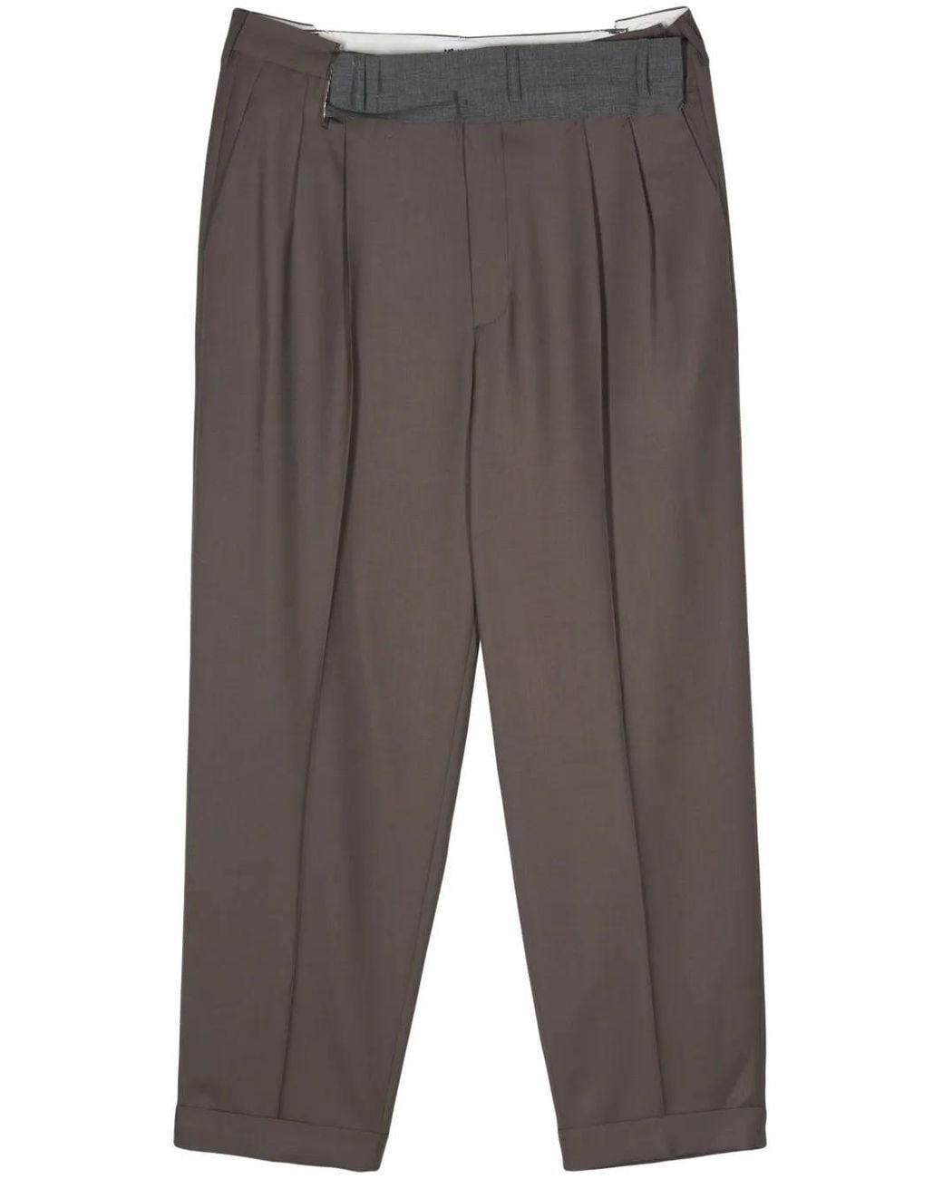 Magliano Gray Pleat-Detail Wide-Leg Trousers for men
