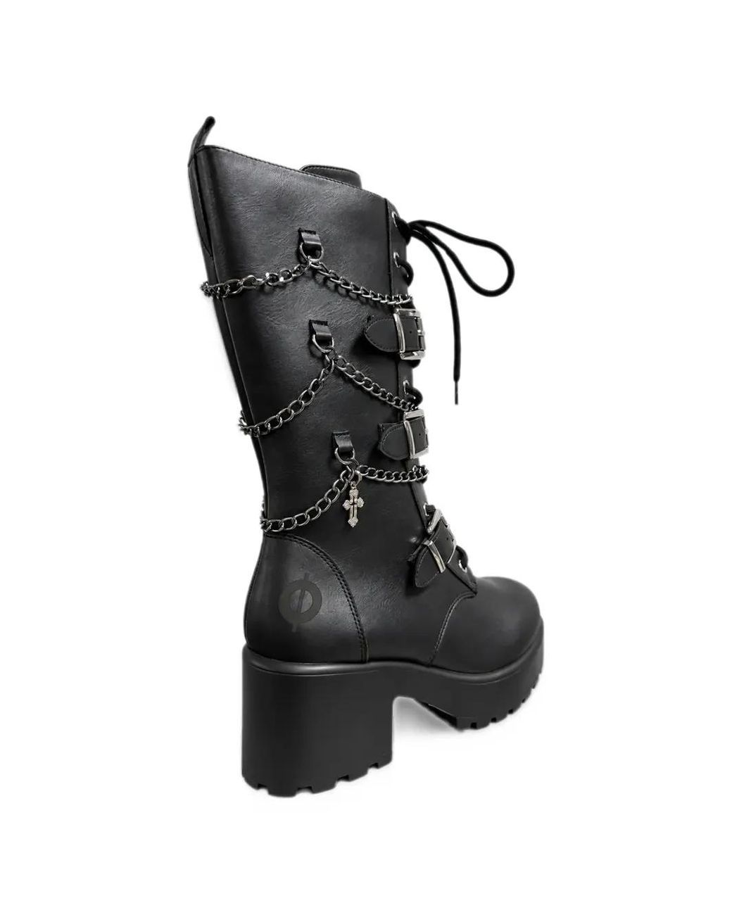 Altercore Buckle-Strap Chain-Link Boots in Black | Lyst