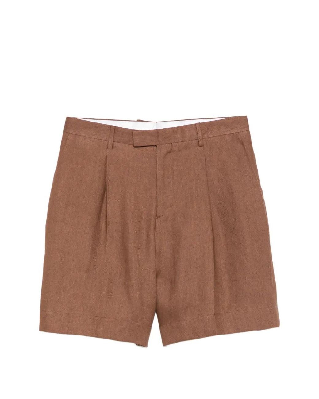 Lardini Brown Pleated Flap Pocket Shorts for men