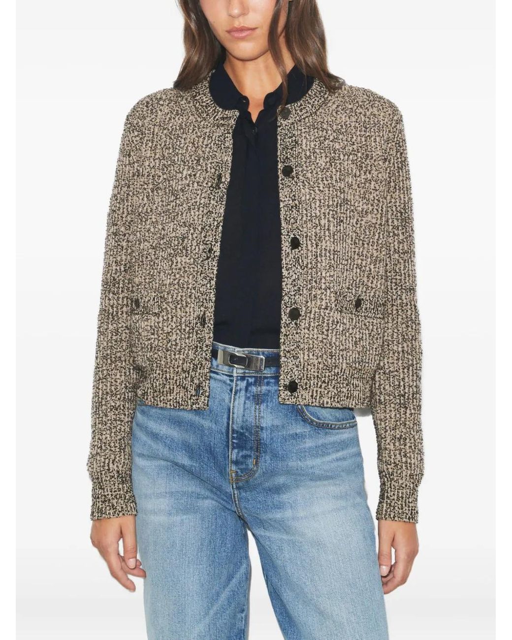 Tory Burch Natural Tweed Pocket Cardigan