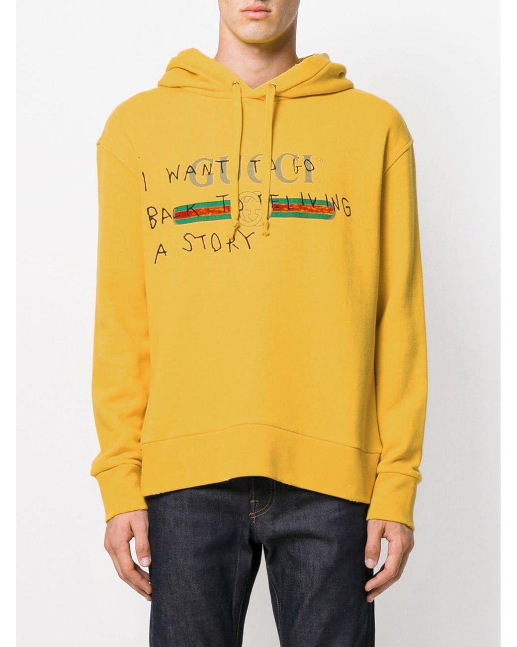 Gucci Coco Capitán Logo Hoodie in Yellow for Men | Lyst Australia