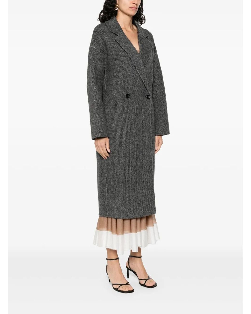 Soft Goat Gray Herringbone Coat