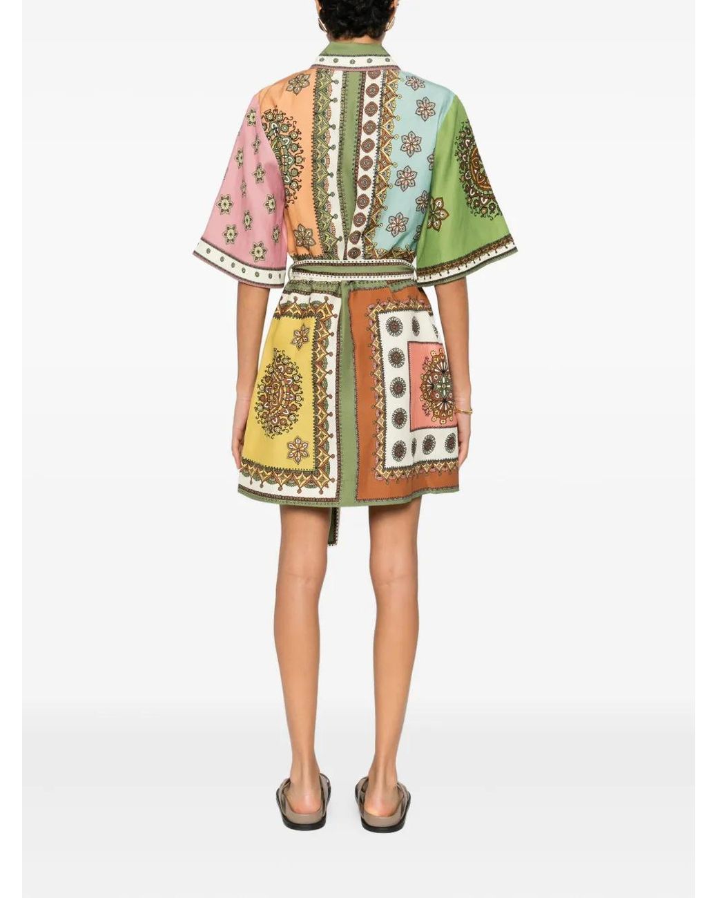 ALÉMAIS Green Contina Printed Mini Dress