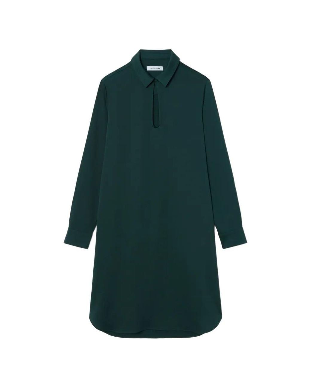 Lacoste Blue Fluid Crepe Shirt Collar Dress