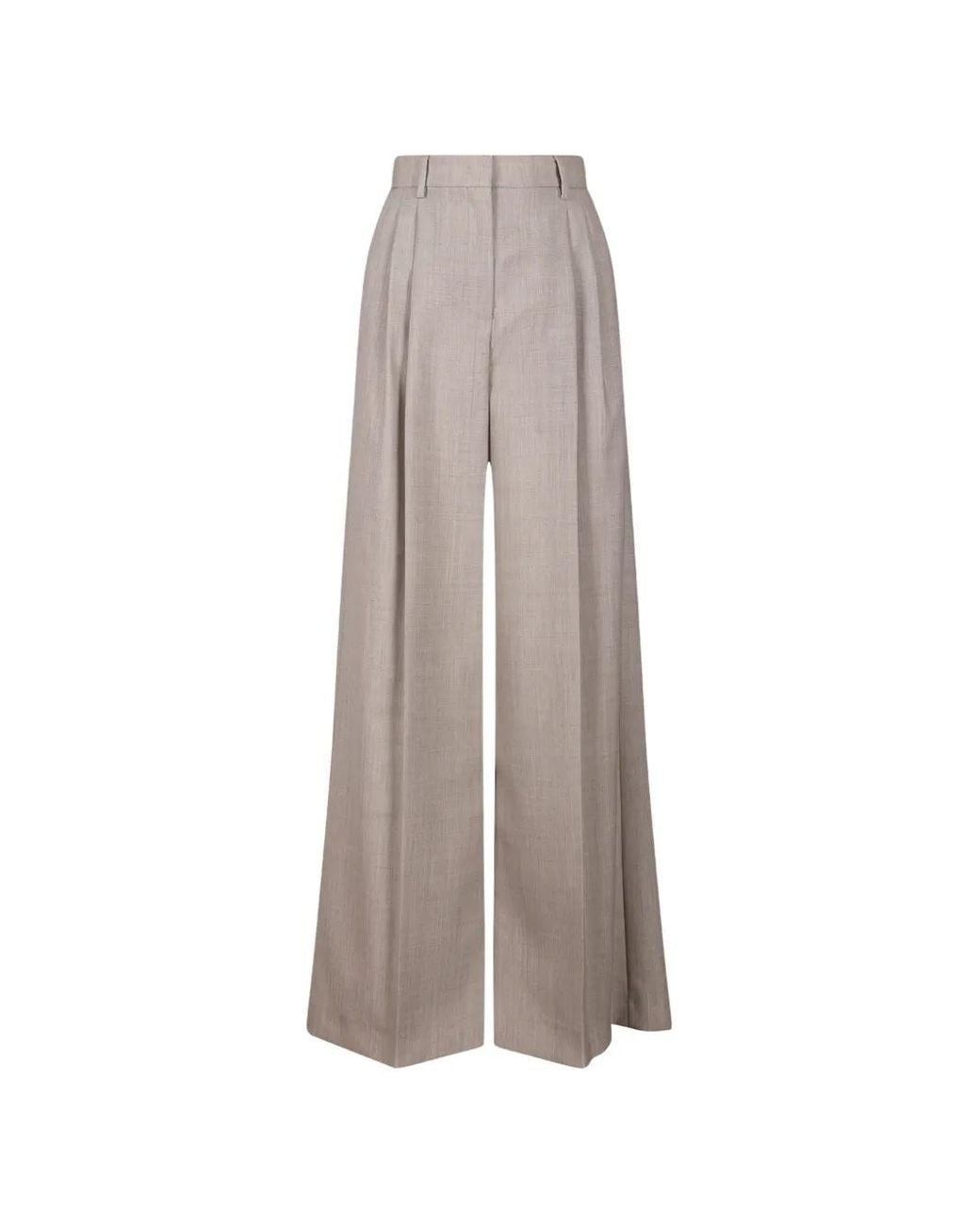 Weekend by Maxmara Gray Pleated Wide-Leg Trousers