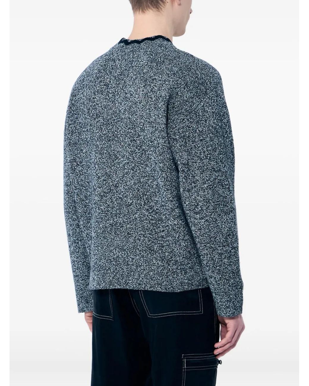 Nomarythm Textile Blue Speckled Crew-Neck Sweater for men