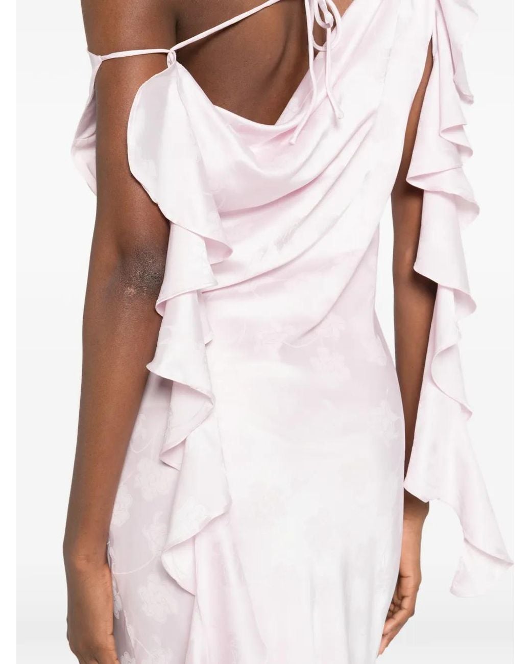 ROTATE BIRGER CHRISTENSEN Pink Rotate Floral Jacquard Waterfall Maxi Dress