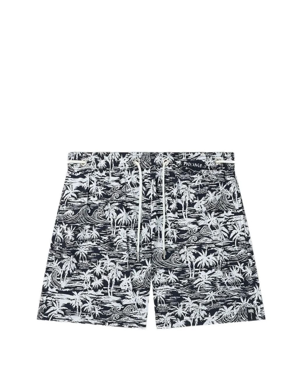 Palm Angels White Palm Waves Swim Shorts for men