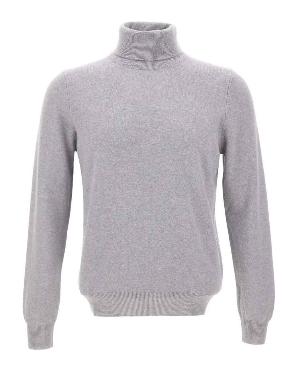 Gran Sasso Gray Ribbed Turtleneck Sweater for men