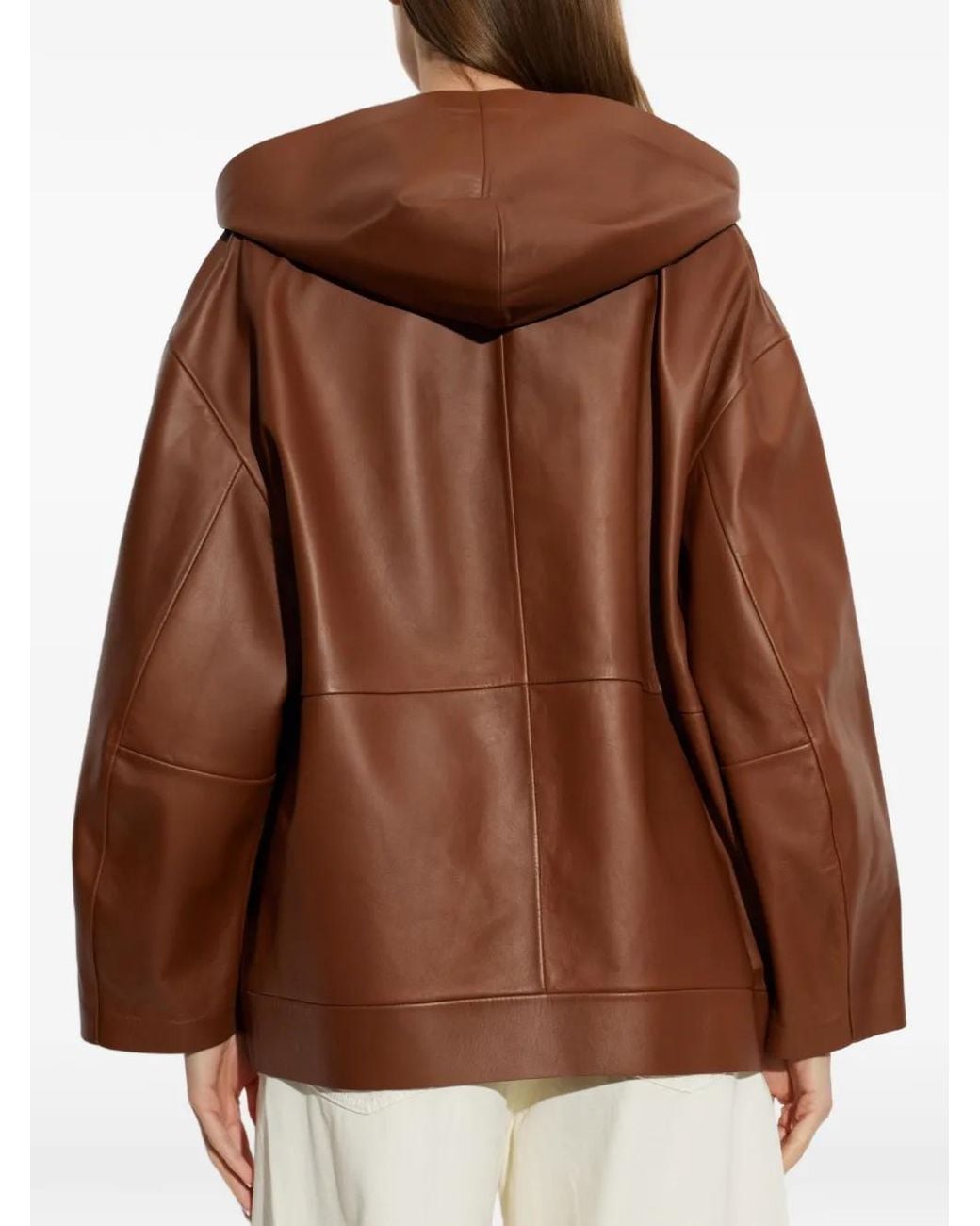 Max Mara Brown Hooded Leather Jacket