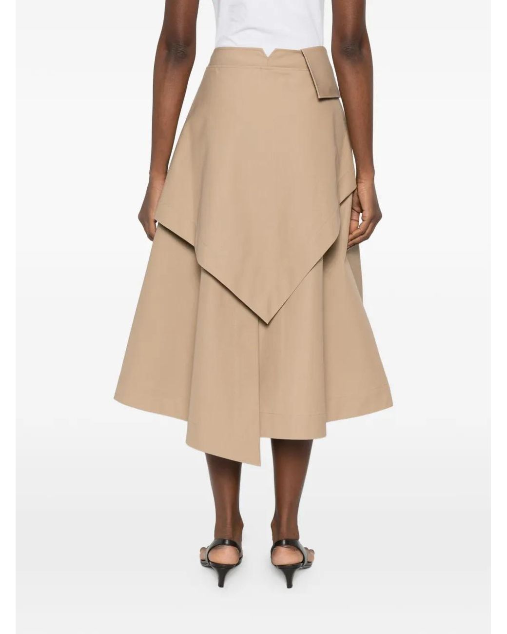 Rohe Natural Asymmetric Double-Layer Midi Skirt