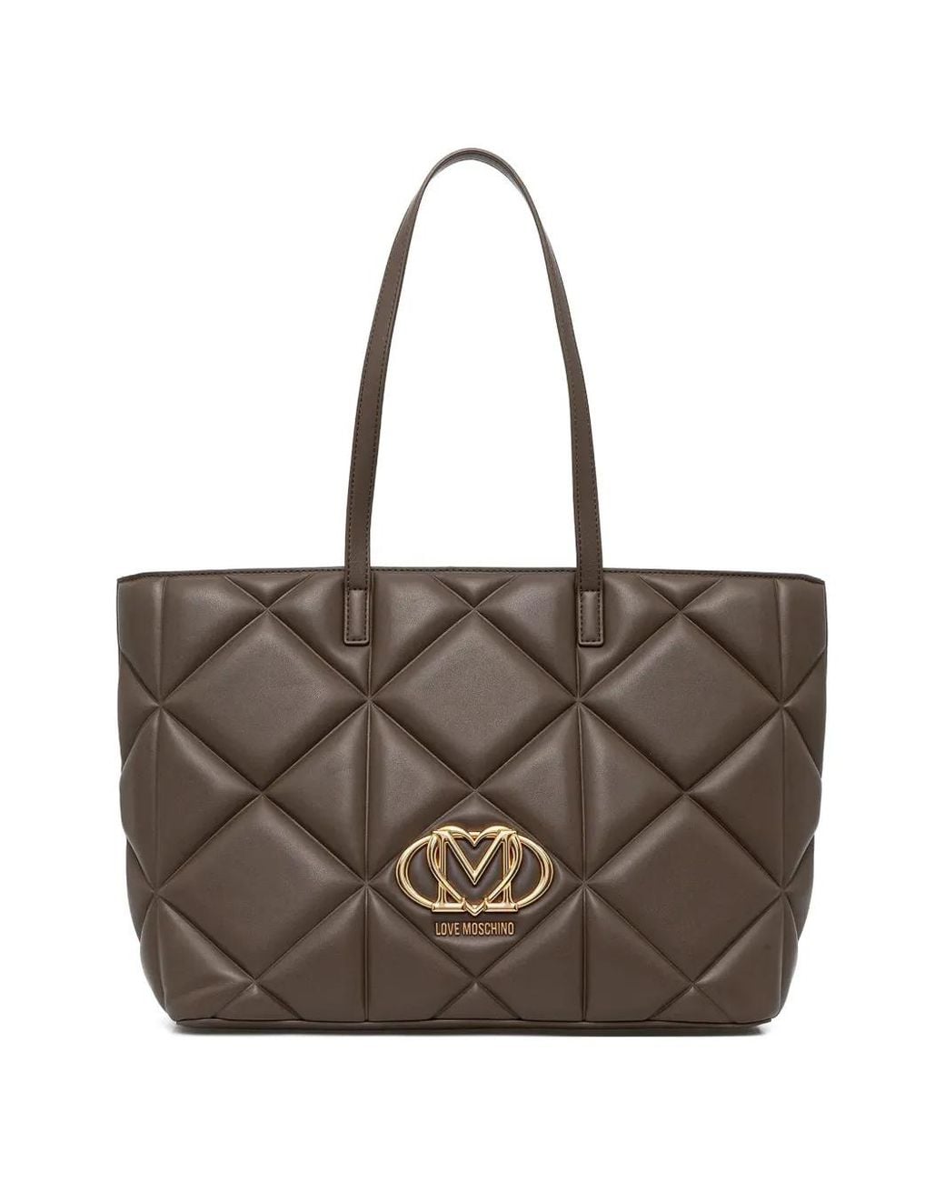 Love Moschino Brown Quilted Logo-Detail Tote Bag