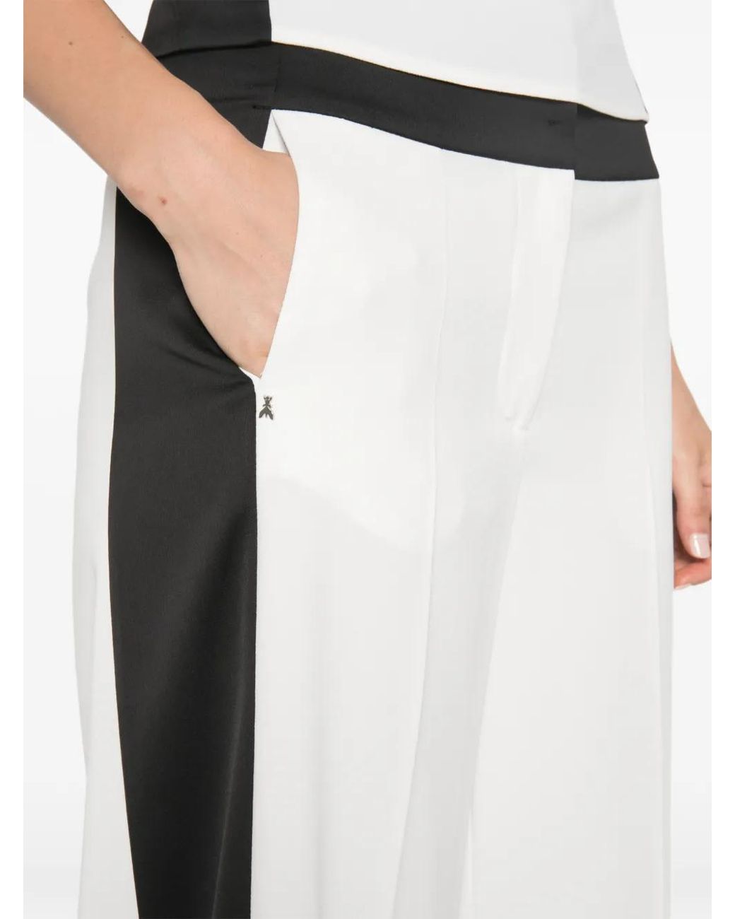 Patrizia Pepe Black Color-Block Wide-Leg Trousers