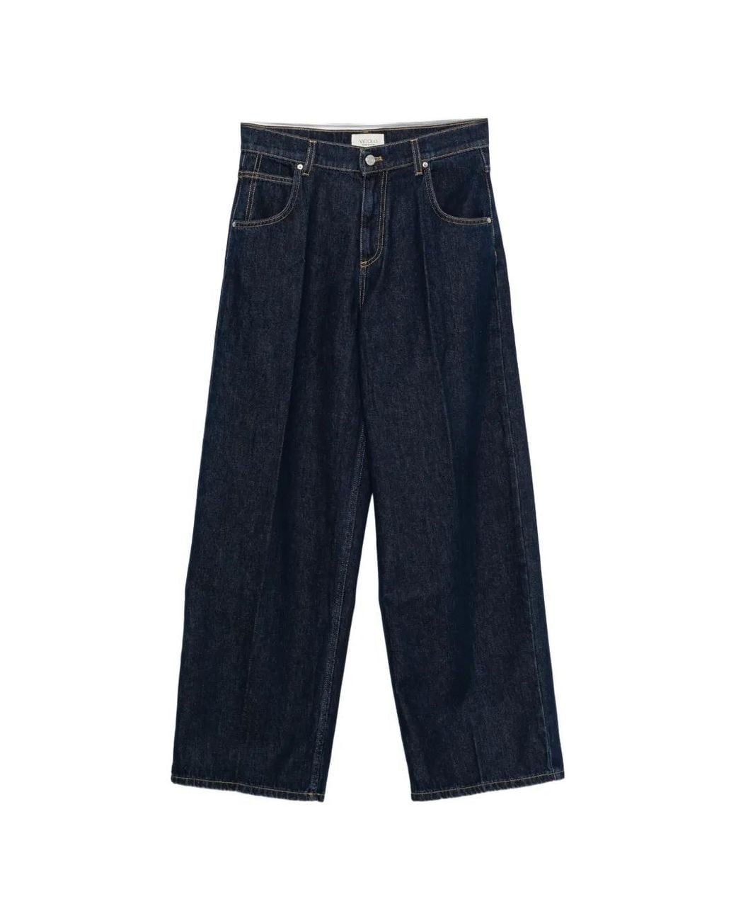 ViCOLO Blue Pressed-Crease Wide-Leg Jeans