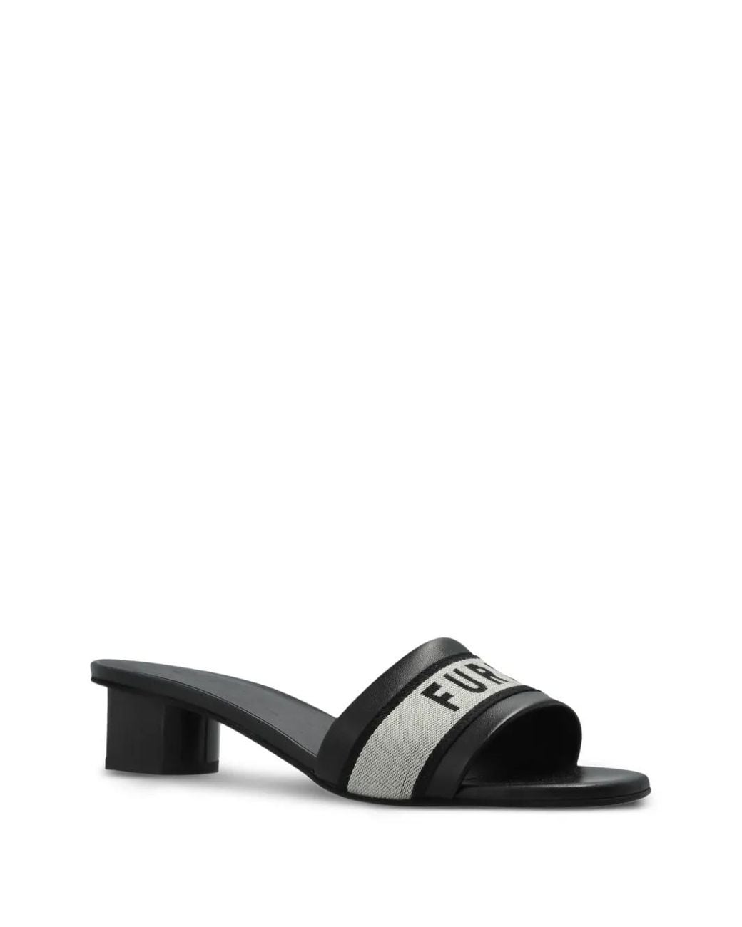 Furla White Logo-Print Leather Sandals