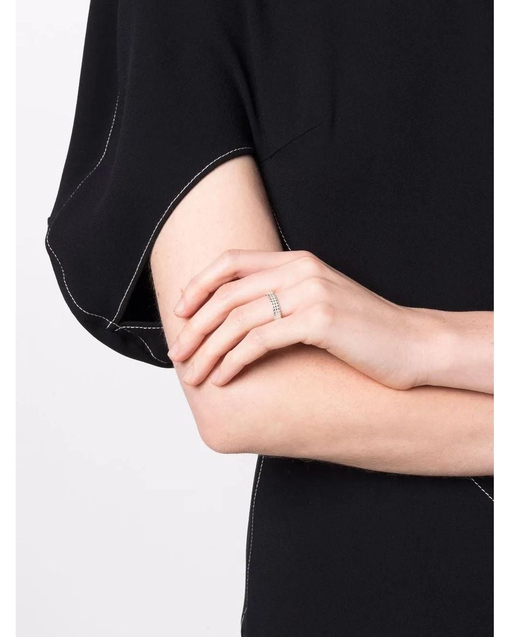 Wouters & Hendrix Chain-Texture Band Ring in White | Lyst