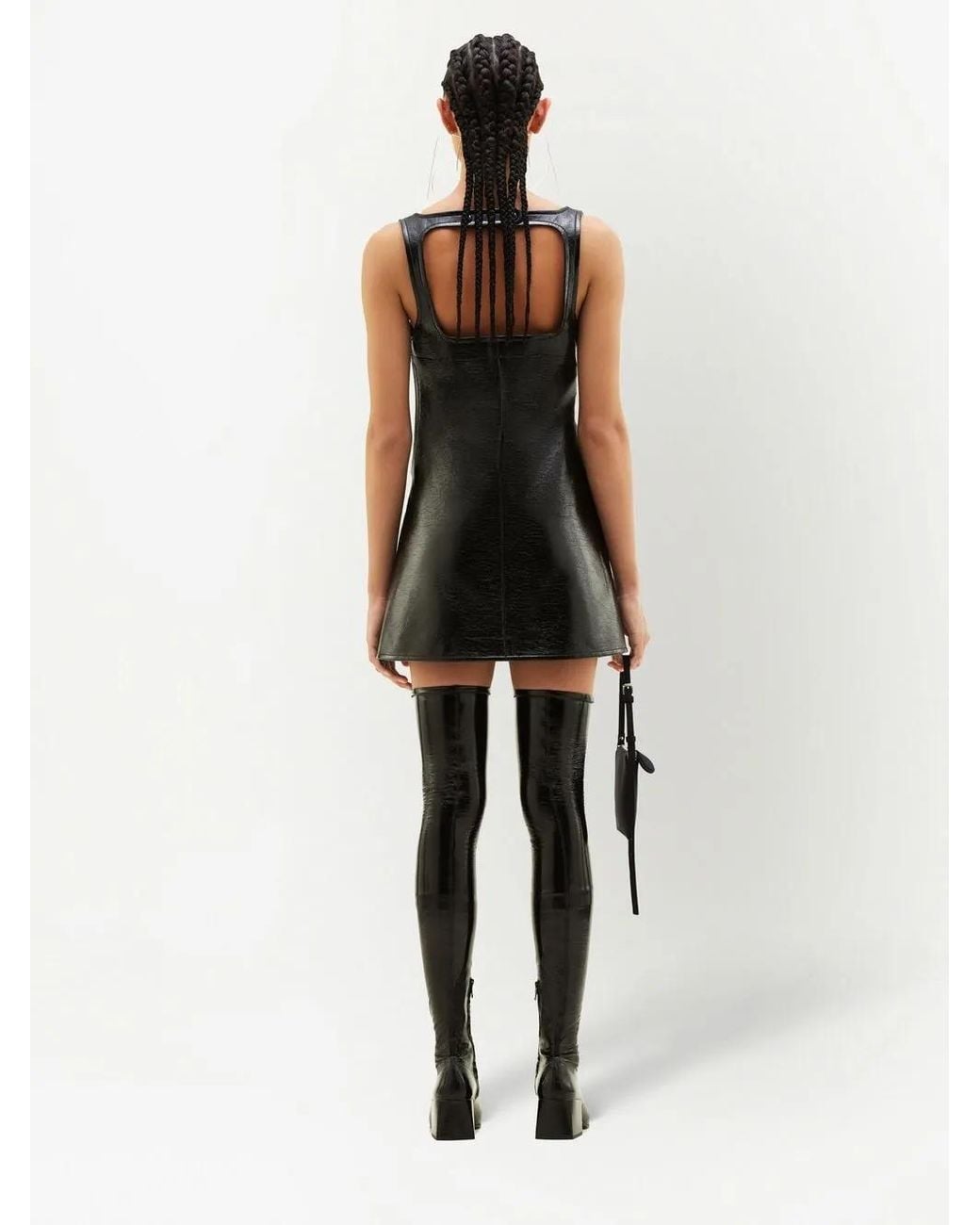 Courreges Black Reedition Vinyl Mini Dress