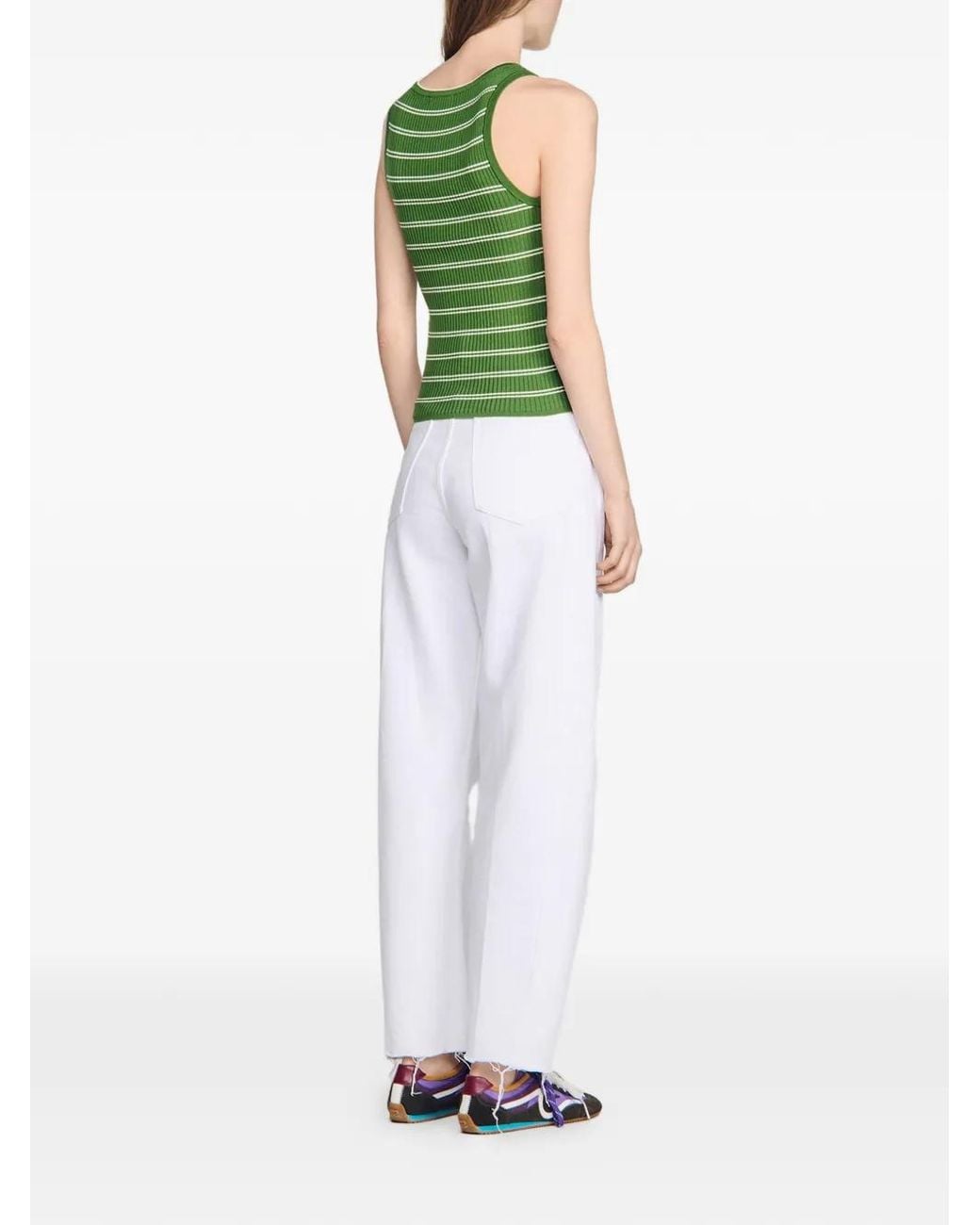 Sandro Green Striped Tank Top With Charms