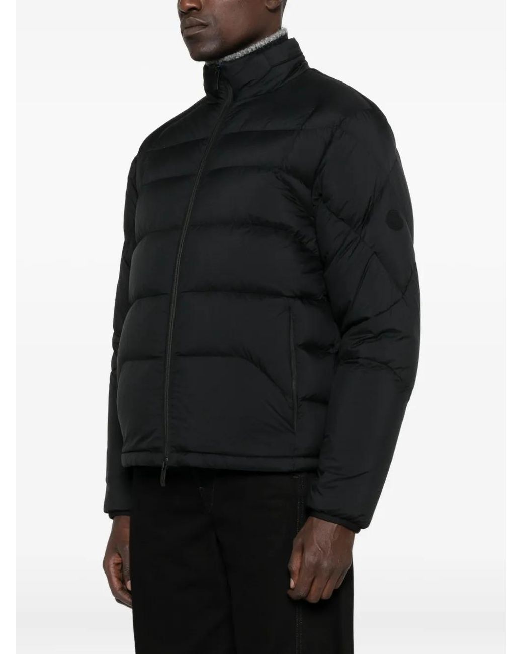 Moncler Black Quilted Zip-Up Jacket for men